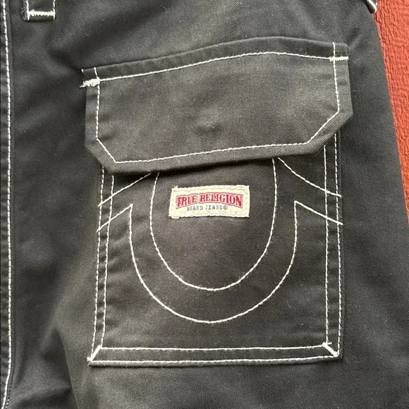 True Religion Black Cargo Pants with Contrast Stitching Size 27 - Picture 5 of 14